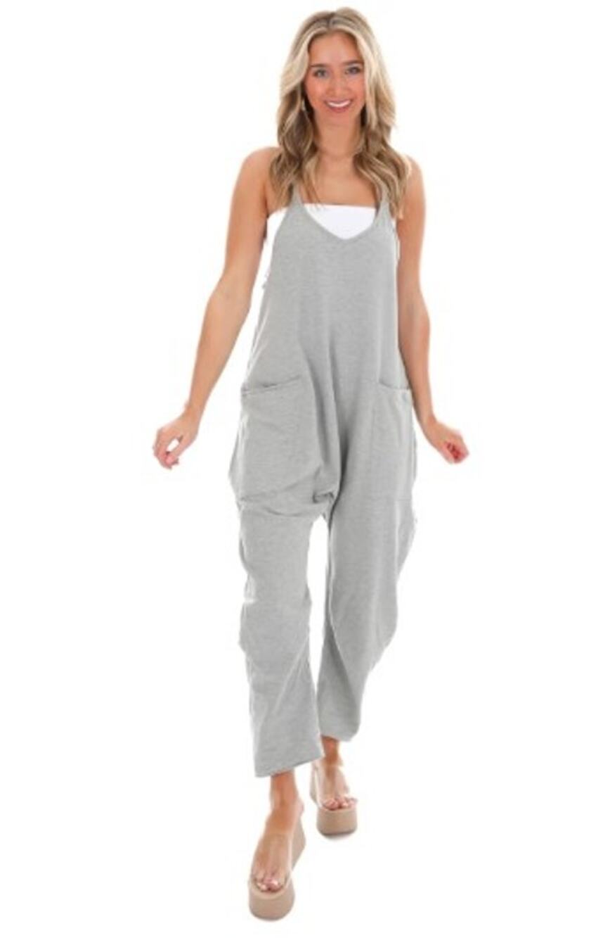 Free People Movement Hot Shot Onesie Gray Med